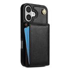 For iPhone 16 Plus Three Fold Card Bag Phone Case with Long Lanyard(Black) - 3