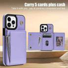 For iPhone 16 Pro Three Fold Card Bag Phone Case with Long Lanyard(Purple) - 3