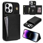 For iPhone 15 Pro Max Three Fold Card Bag Phone Case with Long Lanyard(Black) - 1