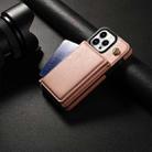 For iPhone 15 Pro Max Three Fold Card Bag Phone Case with Long Lanyard(Rose Gold) - 2