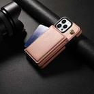 For iPhone 15 Pro Three Fold Card Bag Phone Case with Long Lanyard(Rose Gold) - 2