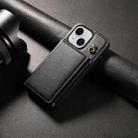 For iPhone 15 Plus Three Fold Card Bag Phone Case with Long Lanyard(Black) - 2