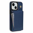 For iPhone 15 Plus Three Fold Card Bag Phone Case with Long Lanyard(Blue) - 3