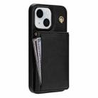 For iPhone 15 Three Fold Card Bag Phone Case with Long Lanyard(Black) - 3