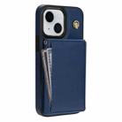 For iPhone 13 Three Fold Card Bag Phone Case with Long Lanyard(Blue) - 3