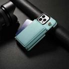 For iPhone 13 Pro Max Three Fold Card Bag Phone Case with Long Lanyard(Mint) - 2