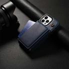 For iPhone 13 Pro Max Three Fold Card Bag Phone Case with Long Lanyard(Blue) - 2