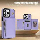 For iPhone 13 Pro Max Three Fold Card Bag Phone Case with Long Lanyard(Purple) - 3