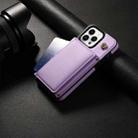 For iPhone 12 Pro Max Three Fold Card Bag Phone Case with Long Lanyard(Purple) - 2