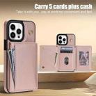 For iPhone 11 Pro Three Fold Card Bag Phone Case with Long Lanyard(Rose Gold) - 3