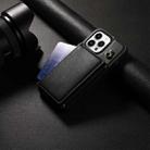 For iPhone 11 Pro Max Three Fold Card Bag Phone Case with Long Lanyard(Black) - 2