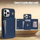 For iPhone 11 Pro Max Three Fold Card Bag Phone Case with Long Lanyard(Blue) - 3