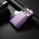 For iPhone 11 Pro Max Three Fold Card Bag Phone Case with Long Lanyard(Purple) - 2