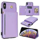 For iPhone X / XS Three Fold Card Bag Phone Case with Long Lanyard(Purple) - 1