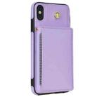 For iPhone X / XS Three Fold Card Bag Phone Case with Long Lanyard(Purple) - 3