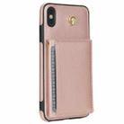 For iPhone XS Max Three Fold Card Bag Phone Case with Long Lanyard(Rose Gold) - 3