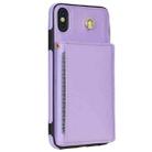 For iPhone XR Three Fold Card Bag Phone Case with Long Lanyard(Purple) - 3