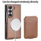 For Samsung Galaxy Z Fold6 VIETAO Integrated MagSafe RFID Detachable Card Bag PU Phone Case(Brown) - 3