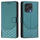 For Doogee N55 Plus Honeycomb Embossing RFID Leather Phone Case(Peacock Green) - 2