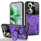 For OPPO Reno11 5G Global Large Window MagSafe Holder Phone Case(Purple) - 1