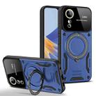 For OPPO A17 Large Window MagSafe Holder Phone Case(Blue) - 1