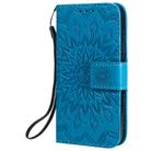 For iPhone 12 mini Pressed Printing Sunflower Pattern Horizontal Flip PU Leather Case Holder & Card Slots & Wallet & Lanyard(Blue) - 2