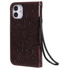 For iPhone 12 mini Pressed Printing Sunflower Pattern Horizontal Flip PU Leather Case Holder & Card Slots & Wallet & Lanyard(Brown) - 3