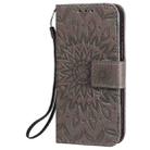 For iPhone 12 mini Pressed Printing Sunflower Pattern Horizontal Flip PU Leather Case Holder & Card Slots & Wallet & Lanyard(Grey) - 2