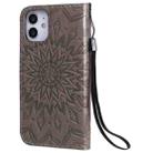 For iPhone 12 mini Pressed Printing Sunflower Pattern Horizontal Flip PU Leather Case Holder & Card Slots & Wallet & Lanyard(Grey) - 3