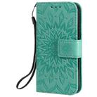 For iPhone 12 mini Pressed Printing Sunflower Pattern Horizontal Flip PU Leather Case Holder & Card Slots & Wallet & Lanyard(Green) - 2