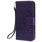 For iPhone 12 mini Pressed Printing Sunflower Pattern Horizontal Flip PU Leather Case Holder & Card Slots & Wallet & Lanyard(Purple) - 2