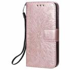 For iPhone 12 mini Pressed Printing Sunflower Pattern Horizontal Flip PU Leather Case Holder & Card Slots & Wallet & Lanyard(Rose Gold) - 2