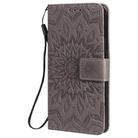 For iPhone 12 / 12 Pro Pressed Printing Sunflower Pattern Horizontal Flip PU Leather Case Holder & Card Slots & Wallet & Lanyard(Grey) - 2