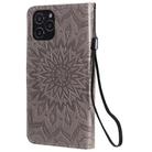 For iPhone 12 / 12 Pro Pressed Printing Sunflower Pattern Horizontal Flip PU Leather Case Holder & Card Slots & Wallet & Lanyard(Grey) - 3