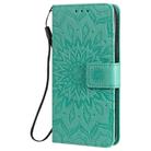 For iPhone 12 / 12 Pro Pressed Printing Sunflower Pattern Horizontal Flip PU Leather Case Holder & Card Slots & Wallet & Lanyard(Green) - 2