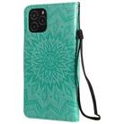 For iPhone 12 / 12 Pro Pressed Printing Sunflower Pattern Horizontal Flip PU Leather Case Holder & Card Slots & Wallet & Lanyard(Green) - 3