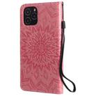 For iPhone 12 / 12 Pro Pressed Printing Sunflower Pattern Horizontal Flip PU Leather Case Holder & Card Slots & Wallet & Lanyard(Pink) - 3