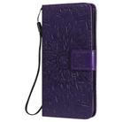 For iPhone 12 / 12 Pro Pressed Printing Sunflower Pattern Horizontal Flip PU Leather Case Holder & Card Slots & Wallet & Lanyard(Purple) - 2