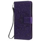 For iPhone 12 / 12 Pro Pressed Printing Sunflower Pattern Horizontal Flip PU Leather Case Holder & Card Slots & Wallet & Lanyard(Purple) - 2