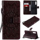 For LG G9 Pressed Printing Sunflower Pattern Horizontal Flip PU Leather Case Holder & Card Slots & Wallet & Lanyard(Brown) - 1