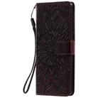 For LG G9 Pressed Printing Sunflower Pattern Horizontal Flip PU Leather Case Holder & Card Slots & Wallet & Lanyard(Brown) - 1