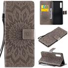 For LG G9 Pressed Printing Sunflower Pattern Horizontal Flip PU Leather Case Holder & Card Slots & Wallet & Lanyard(Grey) - 1