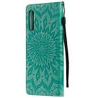 For LG G9 Pressed Printing Sunflower Pattern Horizontal Flip PU Leather Case Holder & Card Slots & Wallet & Lanyard(Green) - 3