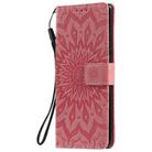 For LG G9 Pressed Printing Sunflower Pattern Horizontal Flip PU Leather Case Holder & Card Slots & Wallet & Lanyard(Pink) - 2