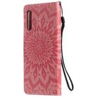 For LG G9 Pressed Printing Sunflower Pattern Horizontal Flip PU Leather Case Holder & Card Slots & Wallet & Lanyard(Pink) - 3