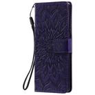For LG G9 Pressed Printing Sunflower Pattern Horizontal Flip PU Leather Case Holder & Card Slots & Wallet & Lanyard(Purple) - 1