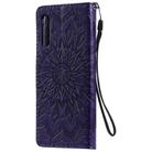 For LG G9 Pressed Printing Sunflower Pattern Horizontal Flip PU Leather Case Holder & Card Slots & Wallet & Lanyard(Purple) - 2