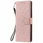 For LG G9 Pressed Printing Sunflower Pattern Horizontal Flip PU Leather Case Holder & Card Slots & Wallet & Lanyard(Rose Gold) - 2