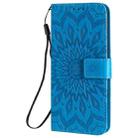 For LG K41S & K51S Pressed Printing Sunflower Pattern Horizontal Flip PU Leather Case Holder & Card Slots & Wallet & Lanyard(Blue) - 2