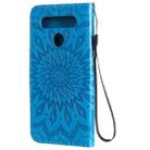 For LG K41S & K51S Pressed Printing Sunflower Pattern Horizontal Flip PU Leather Case Holder & Card Slots & Wallet & Lanyard(Blue) - 3